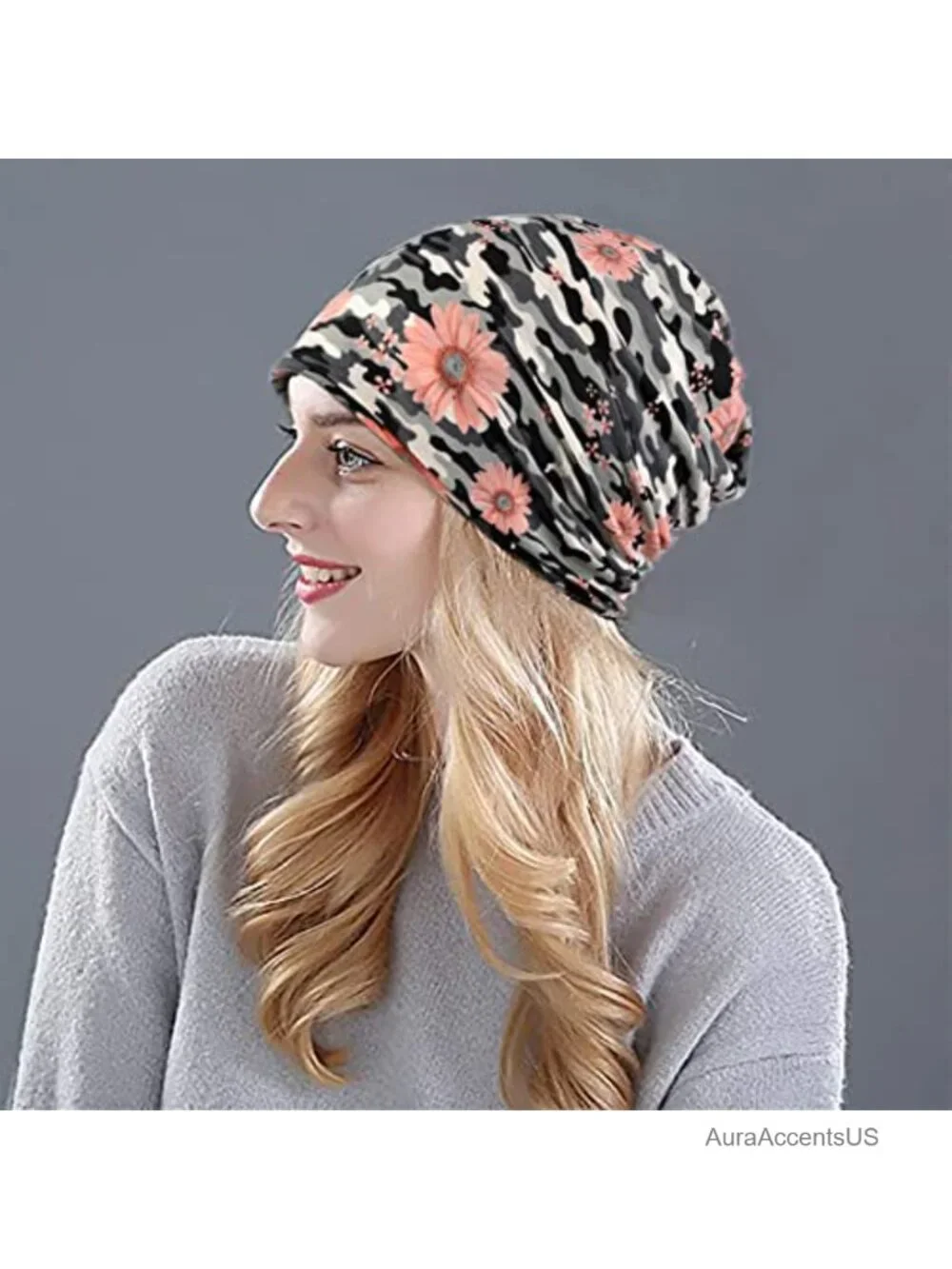 Cotton Slouchy Beanie Cap Scarf 2 Pack Chemo Headwear Open Top